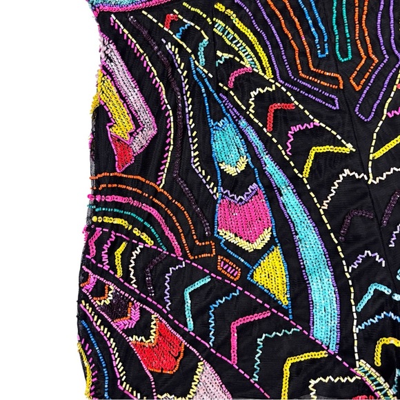 ASOS NEON BEAD EMBELLISHED ART DECO GEOMETRIC ONE SHOULDER PARTY ROMPER JUMPSUIT - Picture 11 of 16